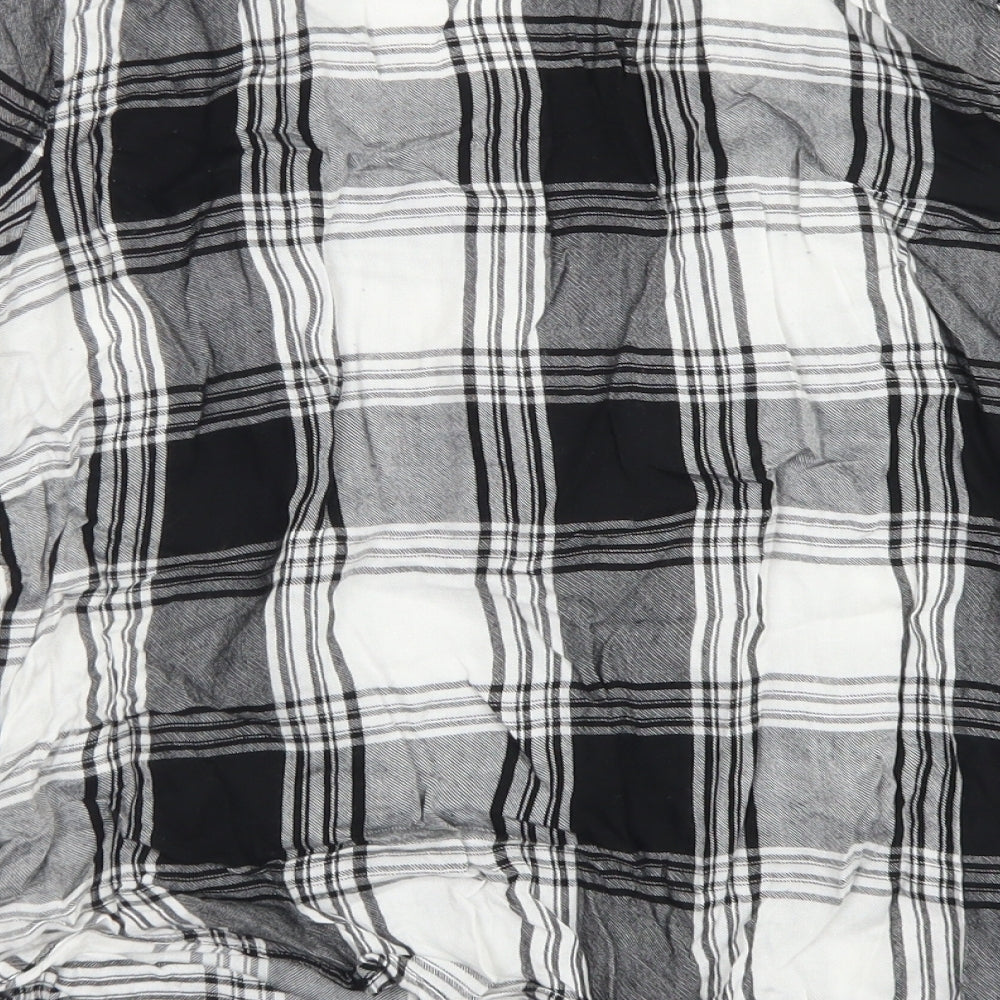 Papaya Womens Black Plaid Viscose Basic Blouse Size M V-Neck