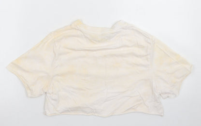 Womens UK Size 8 Nasty Gal Yellow Cropped T-Shirt