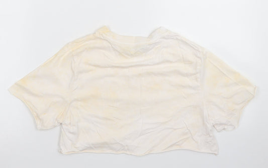 Nasty Gal Womens Yellow  Cotton Cropped T-Shirt Size 8 Crew Neck