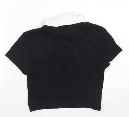Womens UK Size S Divided Black Cropped Polo