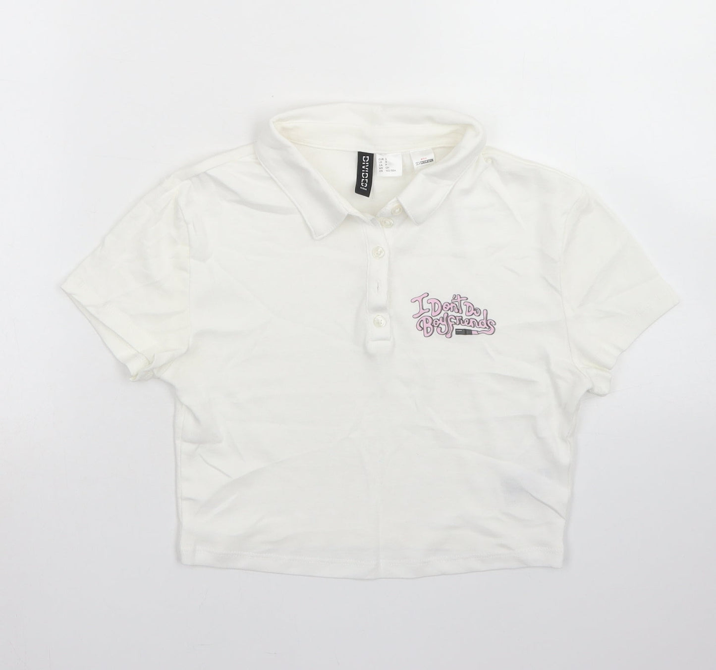 Womens UK Size S Divided White Cropped Polo