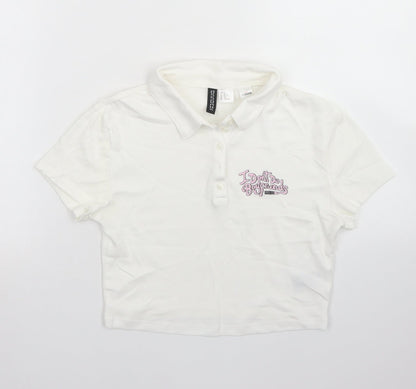 Womens UK Size S Divided White Cropped Polo