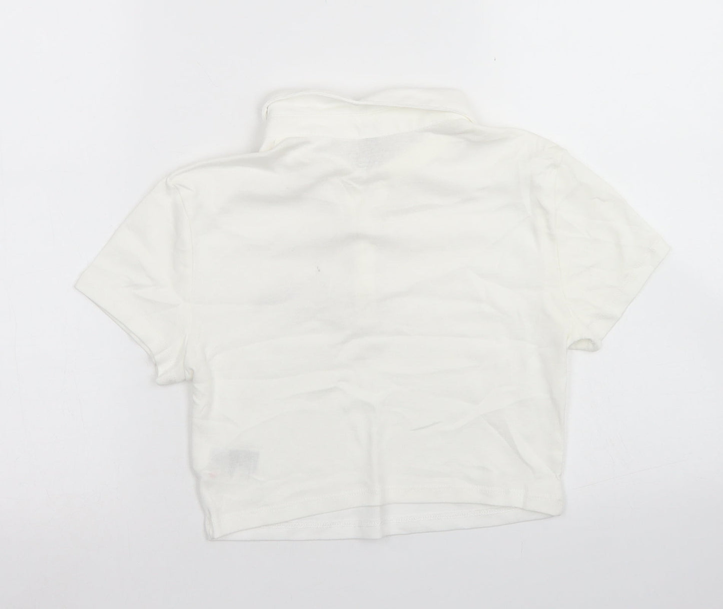 Womens UK Size S Divided White Cropped Polo