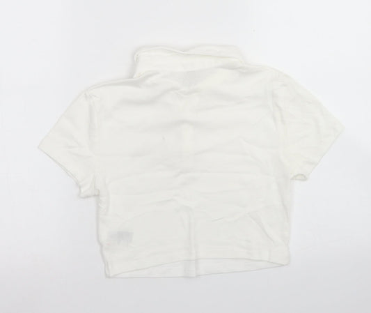 Womens UK Size S Divided White Cropped Polo