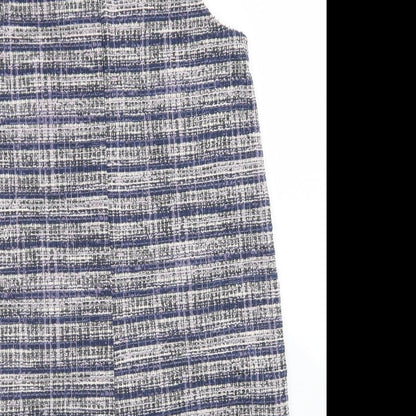 Stradivarius Womens Blue Plaid Polyester Playsuit One-Piece Size S  Button