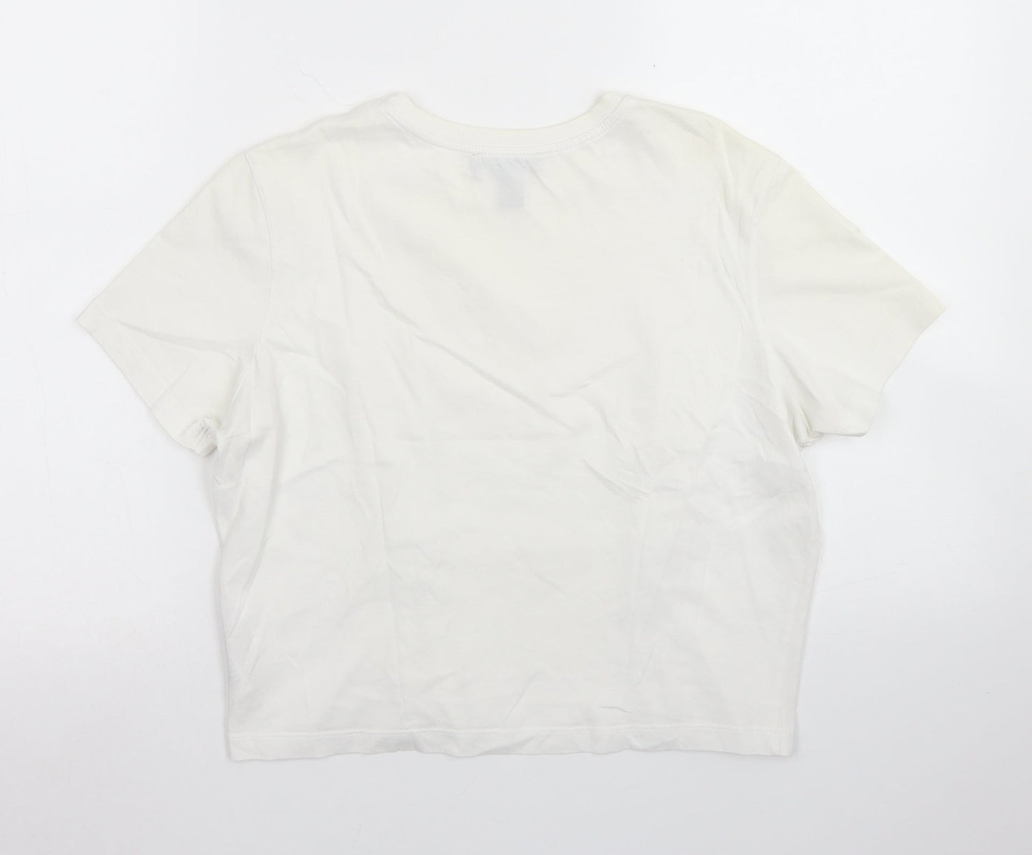915 Generation Girls White  Cotton Basic T-Shirt Size 14-15 Years Crew Neck  - Lace up front