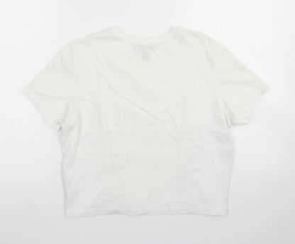 915 Generation Girls White  Cotton Basic T-Shirt Size 14-15 Years Crew Neck  - Lace up front