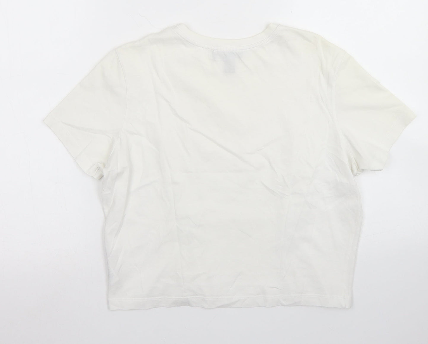 915 Generation Girls White  Cotton Basic T-Shirt Size 14-15 Years Crew Neck  - Lace up front