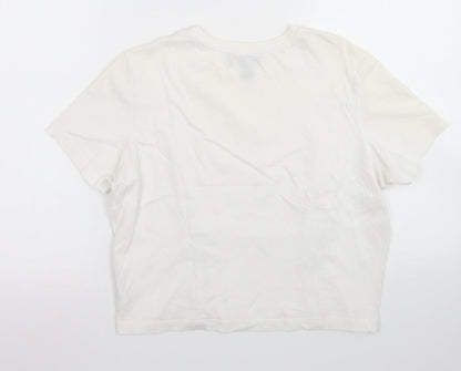 915 Generation Girls White  Cotton Basic T-Shirt Size 14-15 Years Crew Neck  - Lace up front