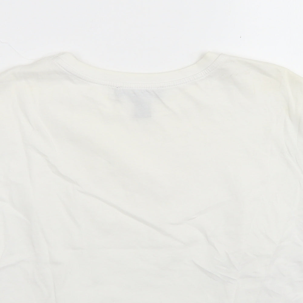 915 Generation Girls White  Cotton Basic T-Shirt Size 14-15 Years Crew Neck  - Lace up front