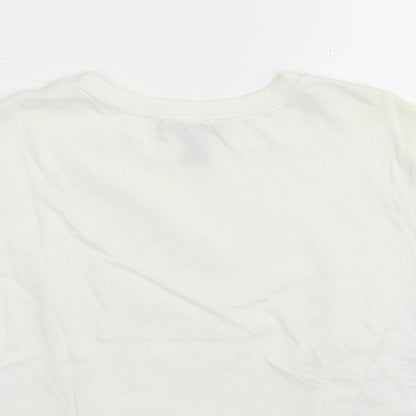 915 Generation Girls White  Cotton Basic T-Shirt Size 14-15 Years Crew Neck  - Lace up front