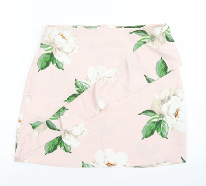 Atmosphere Womens Pink Floral Polyacrylate Fibre A-Line Skirt Size 12   Zip