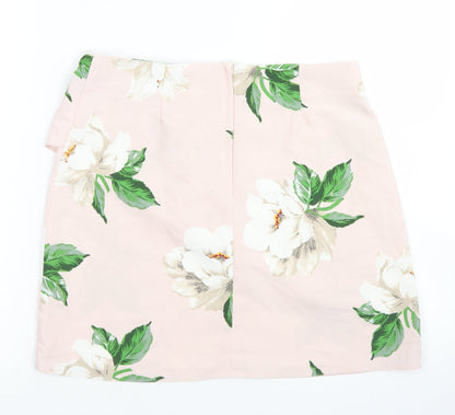 Atmosphere Womens Pink Floral Polyacrylate Fibre A-Line Skirt Size 12   Zip