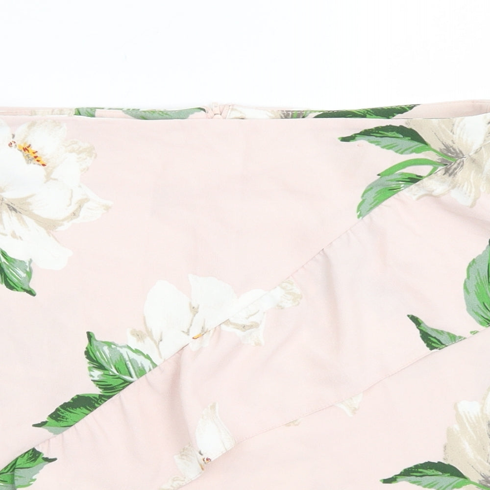 Atmosphere Womens Pink Floral Polyacrylate Fibre A-Line Skirt Size 12   Zip