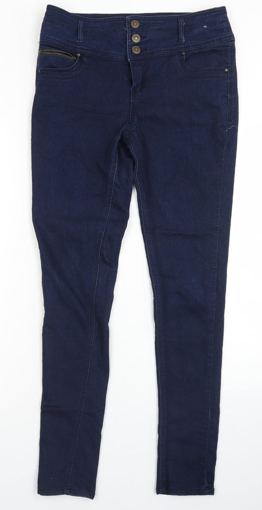 Denim Co Womens Blue  Cotton Skinny Jeans  L29 in Regular Button