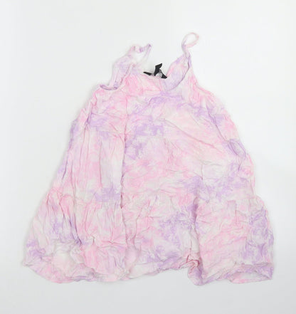 91 Generation Girls Pink  Viscose Camisole Blouse Size 9 Years Round Neck  - Tie dye