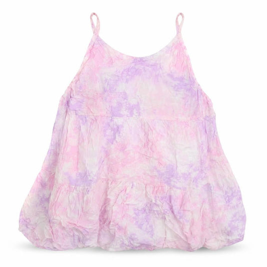 Front view of 91 Generation girls’ pink viscose camisole blouse, size 9, years round neck - tie dye