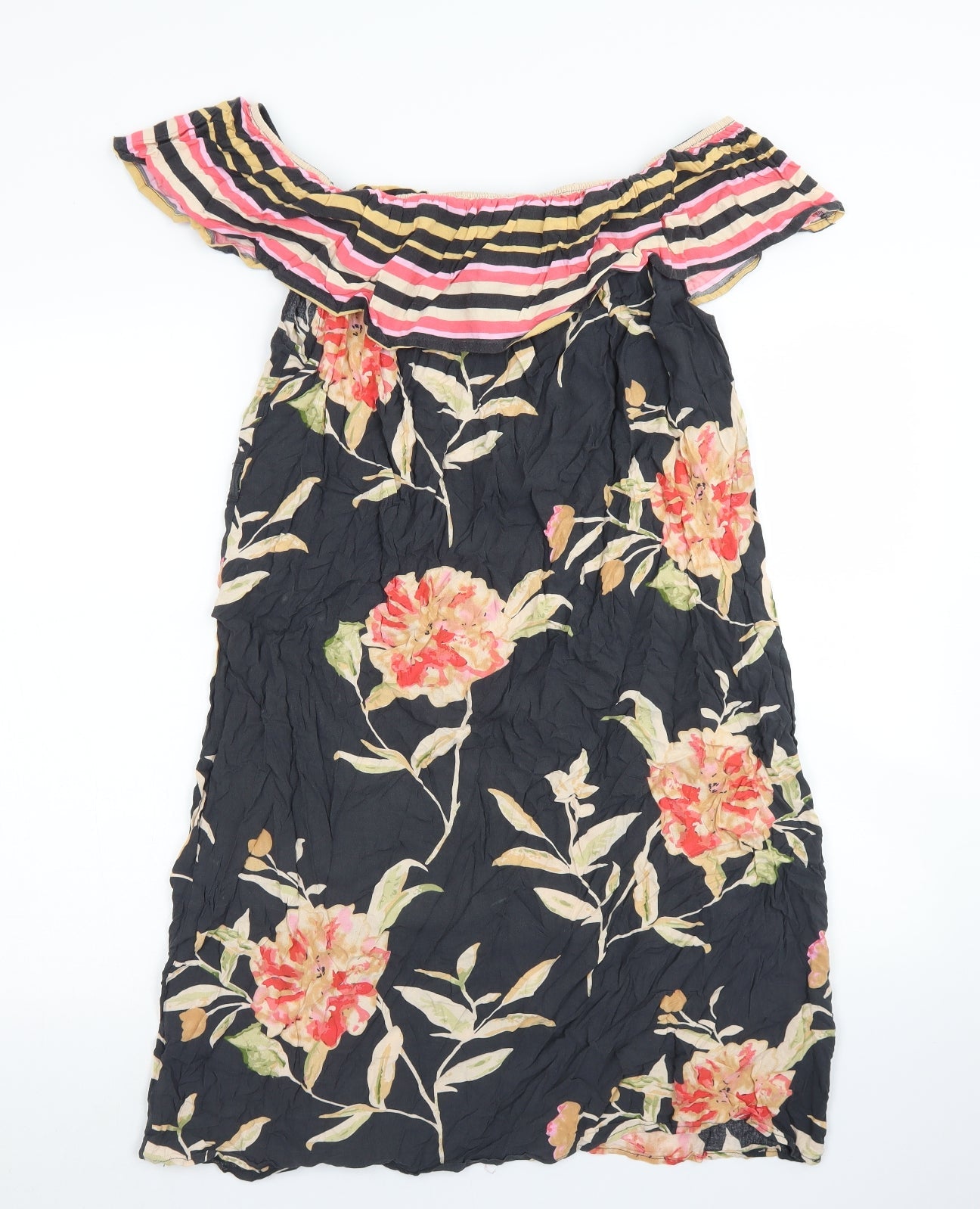 Atmosphere Womens Black Floral Viscose A-Line  Size 16  Off the Shoulder