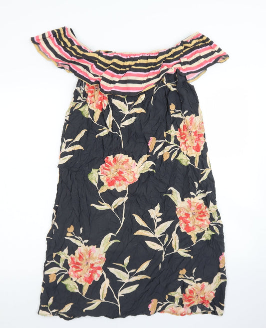 Atmosphere Womens Black Floral Viscose A-Line  Size 16  Off the Shoulder