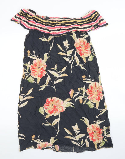 Atmosphere Womens Black Floral Viscose A-Line  Size 16  Off the Shoulder