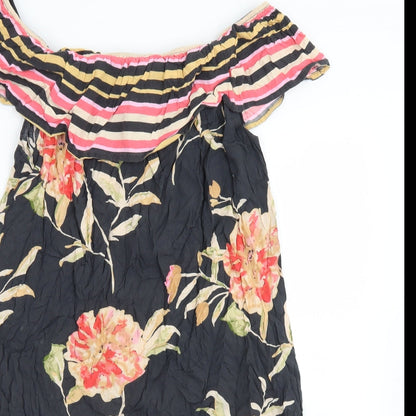 Atmosphere Womens Black Floral Viscose A-Line  Size 16  Off the Shoulder
