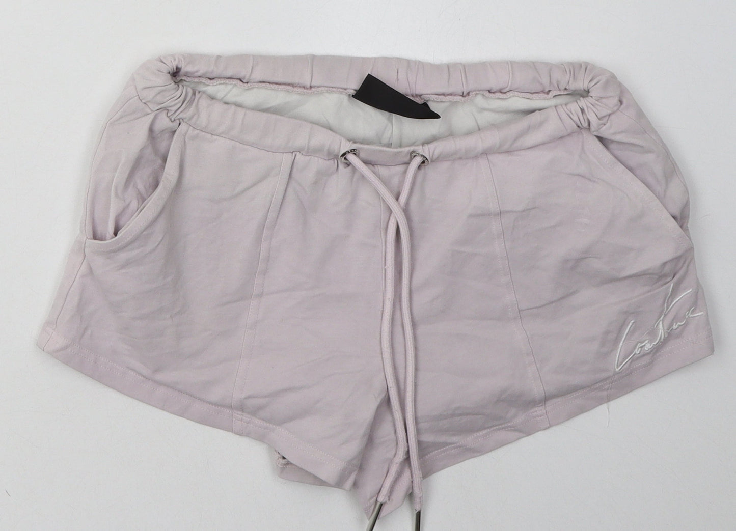 The Couture Club Womens Pink  Cotton Sweat Shorts Size S  Regular Tie