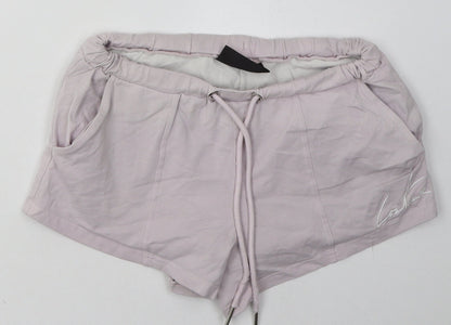 The Couture Club Womens Pink  Cotton Sweat Shorts Size S  Regular Tie