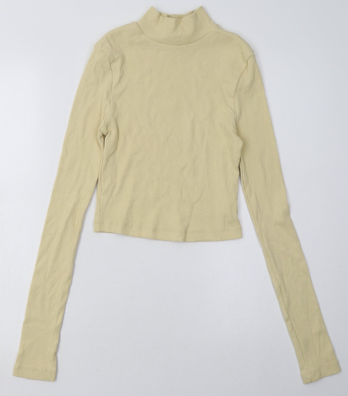 PRETTYLITTLETHING Womens Yellow  Polyester Pullover Sweatshirt Size 10  Pullover - Cropped