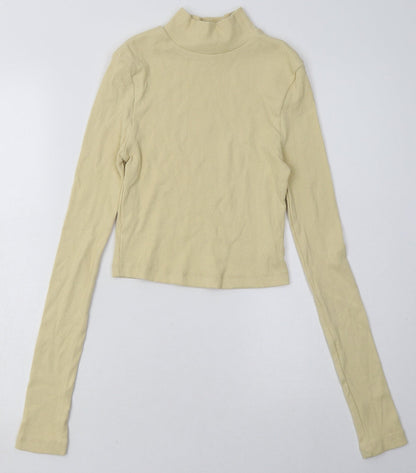PRETTYLITTLETHING Womens Yellow  Polyester Pullover Sweatshirt Size 10  Pullover - Cropped