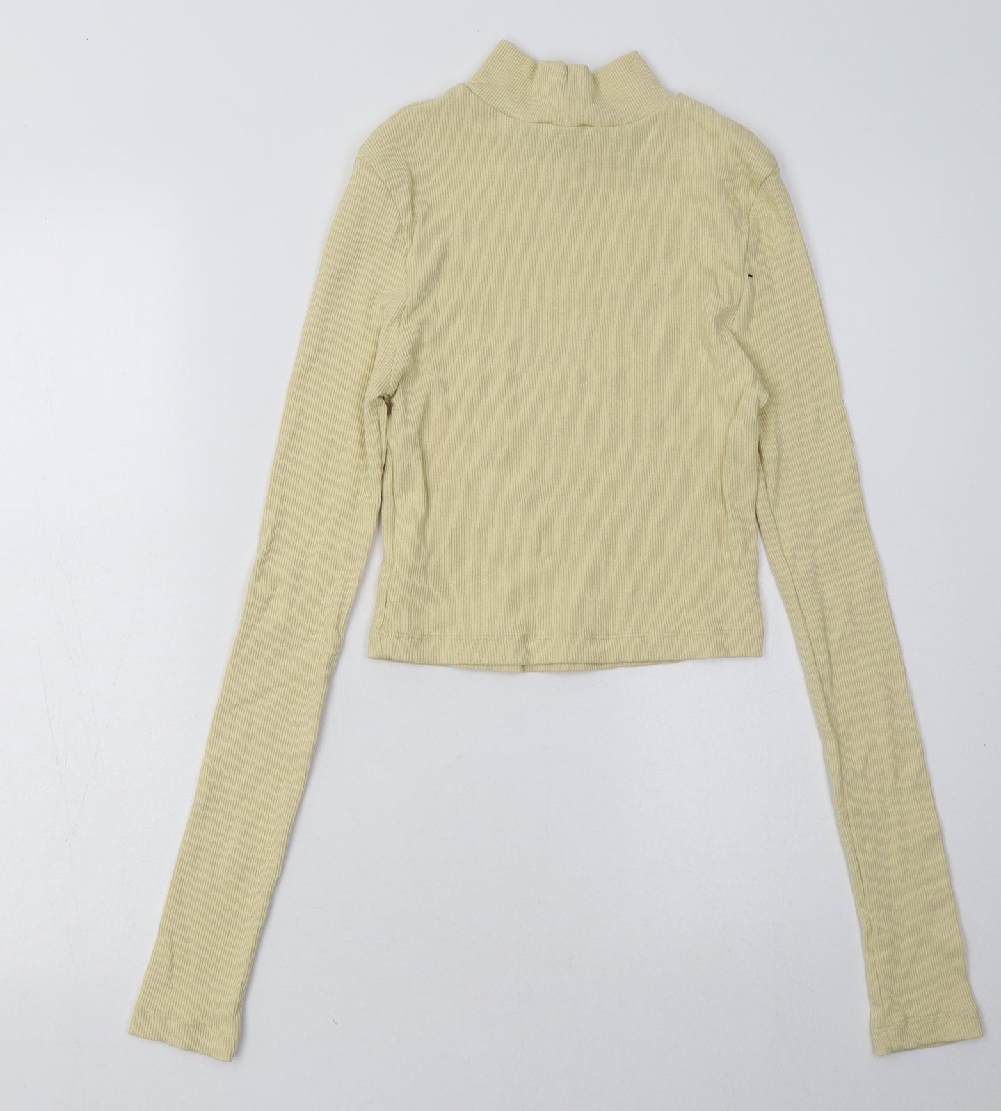 PRETTYLITTLETHING Womens Yellow  Polyester Pullover Sweatshirt Size 10  Pullover - Cropped