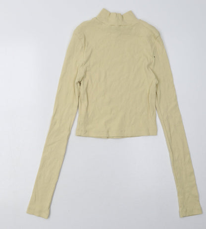 PRETTYLITTLETHING Womens Yellow  Polyester Pullover Sweatshirt Size 10  Pullover - Cropped