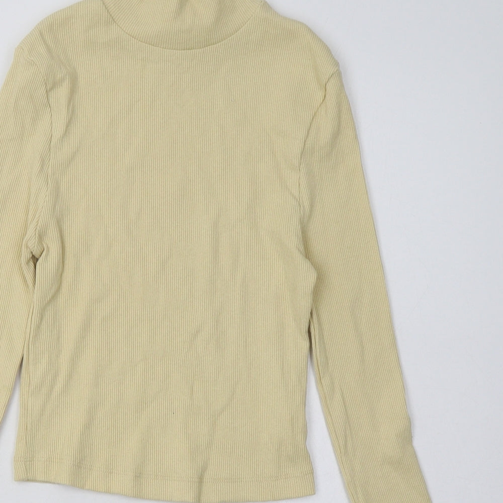 PRETTYLITTLETHING Womens Yellow  Polyester Pullover Sweatshirt Size 10  Pullover - Cropped