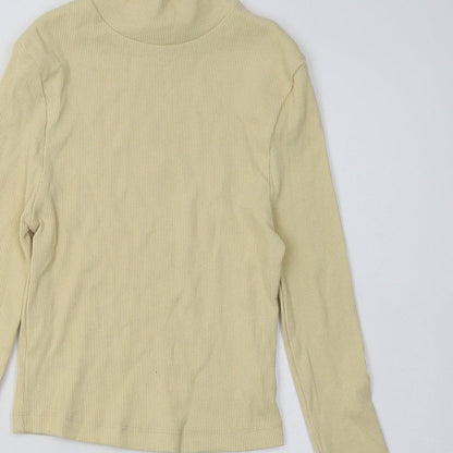 PRETTYLITTLETHING Womens Yellow  Polyester Pullover Sweatshirt Size 10  Pullover - Cropped