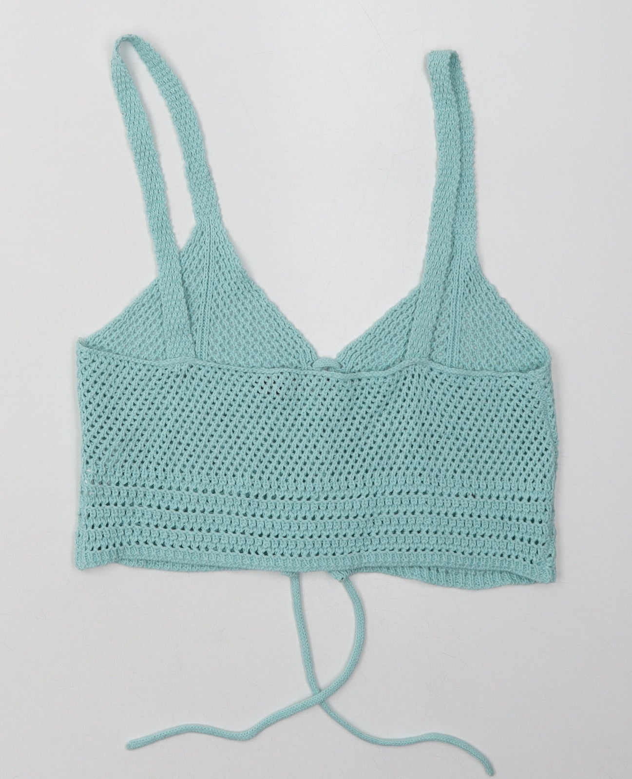 PRETTYLITTLETHING Womens Blue  Cotton Cropped Tank Size M V-Neck
