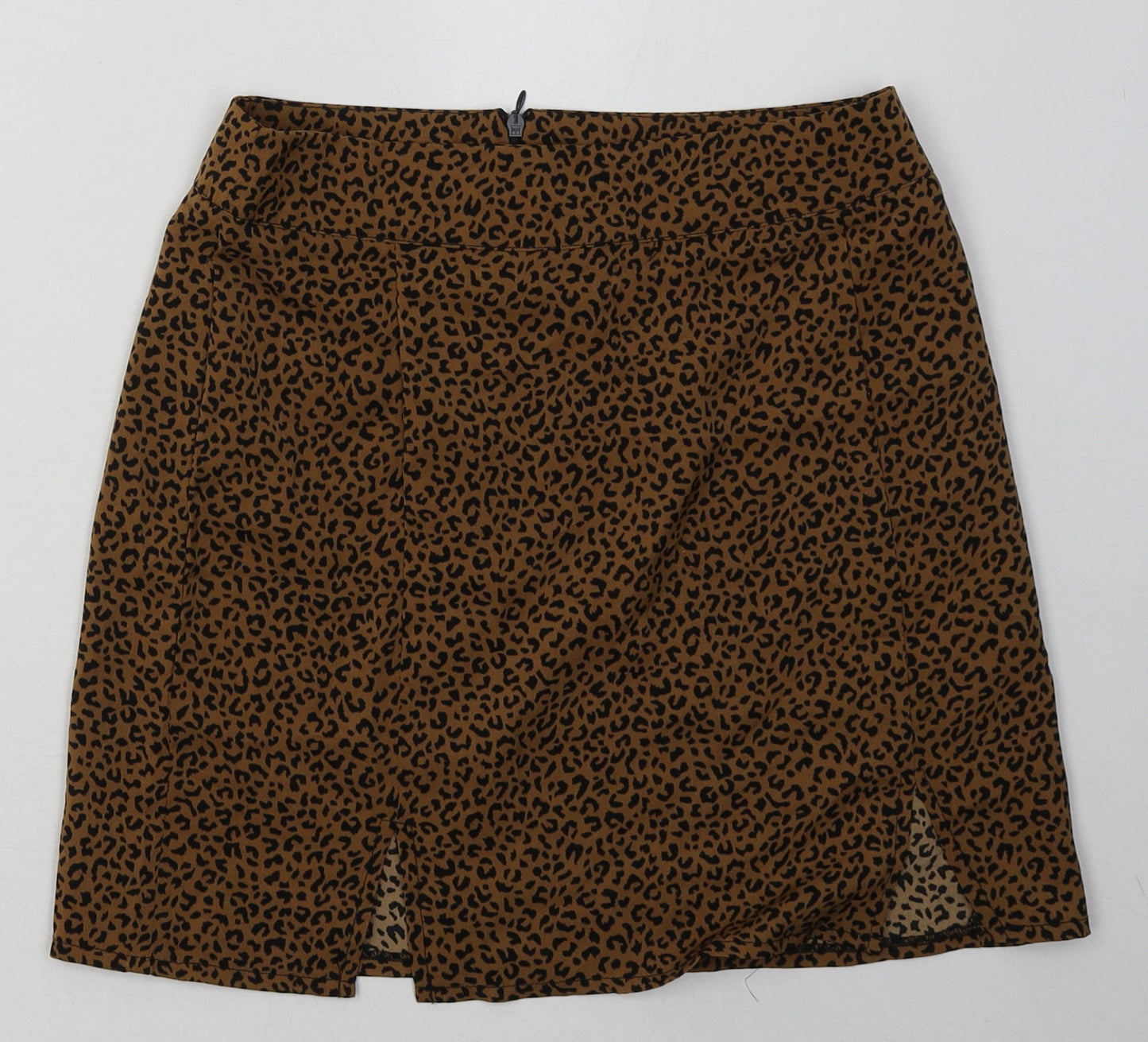SheIn Womens Brown Animal Print Polyester A-Line Skirt Size S   Zip