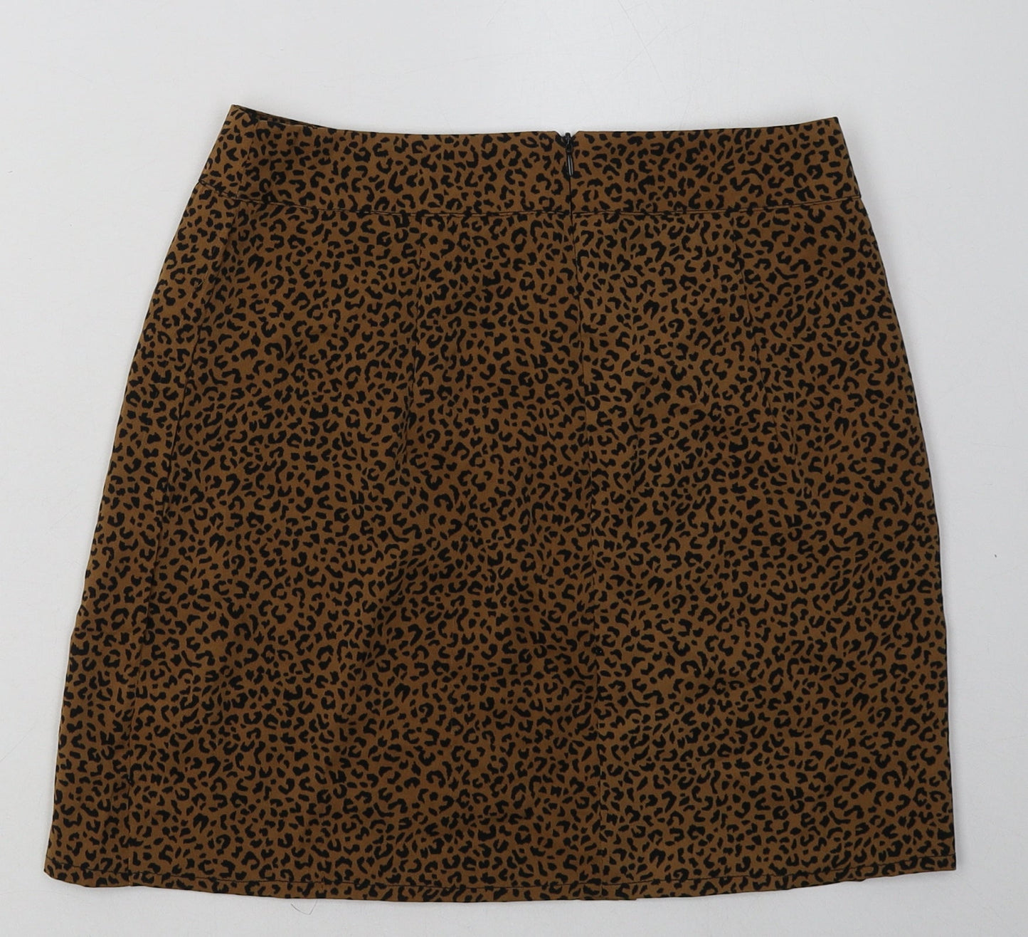 SheIn Womens Brown Animal Print Polyester A-Line Skirt Size S   Zip