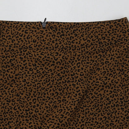 SheIn Womens Brown Animal Print Polyester A-Line Skirt Size S   Zip