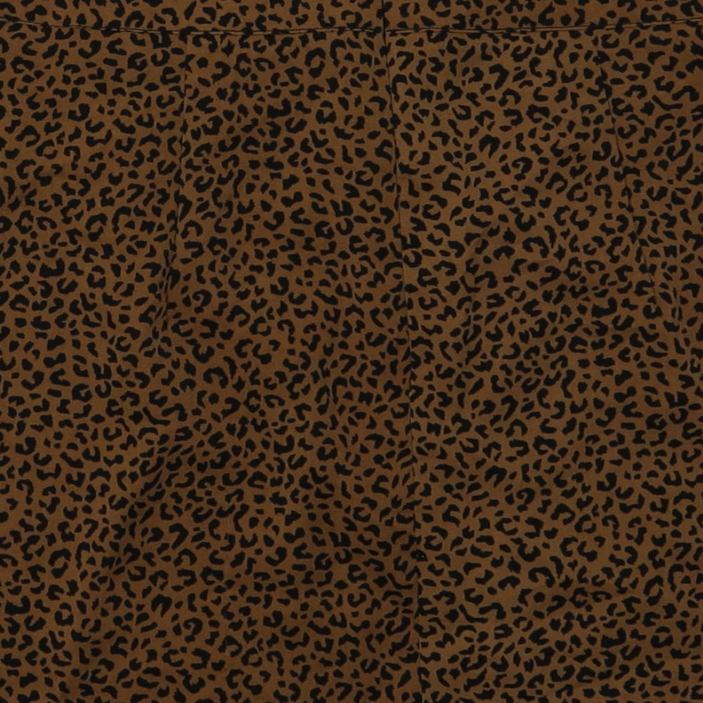 SheIn Womens Brown Animal Print Polyester A-Line Skirt Size S   Zip