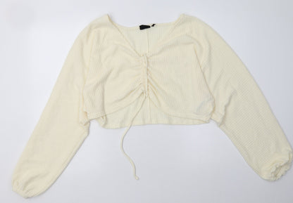 Preworn Womens White  Polyester Pullover Sweatshirt Size M  Pullover