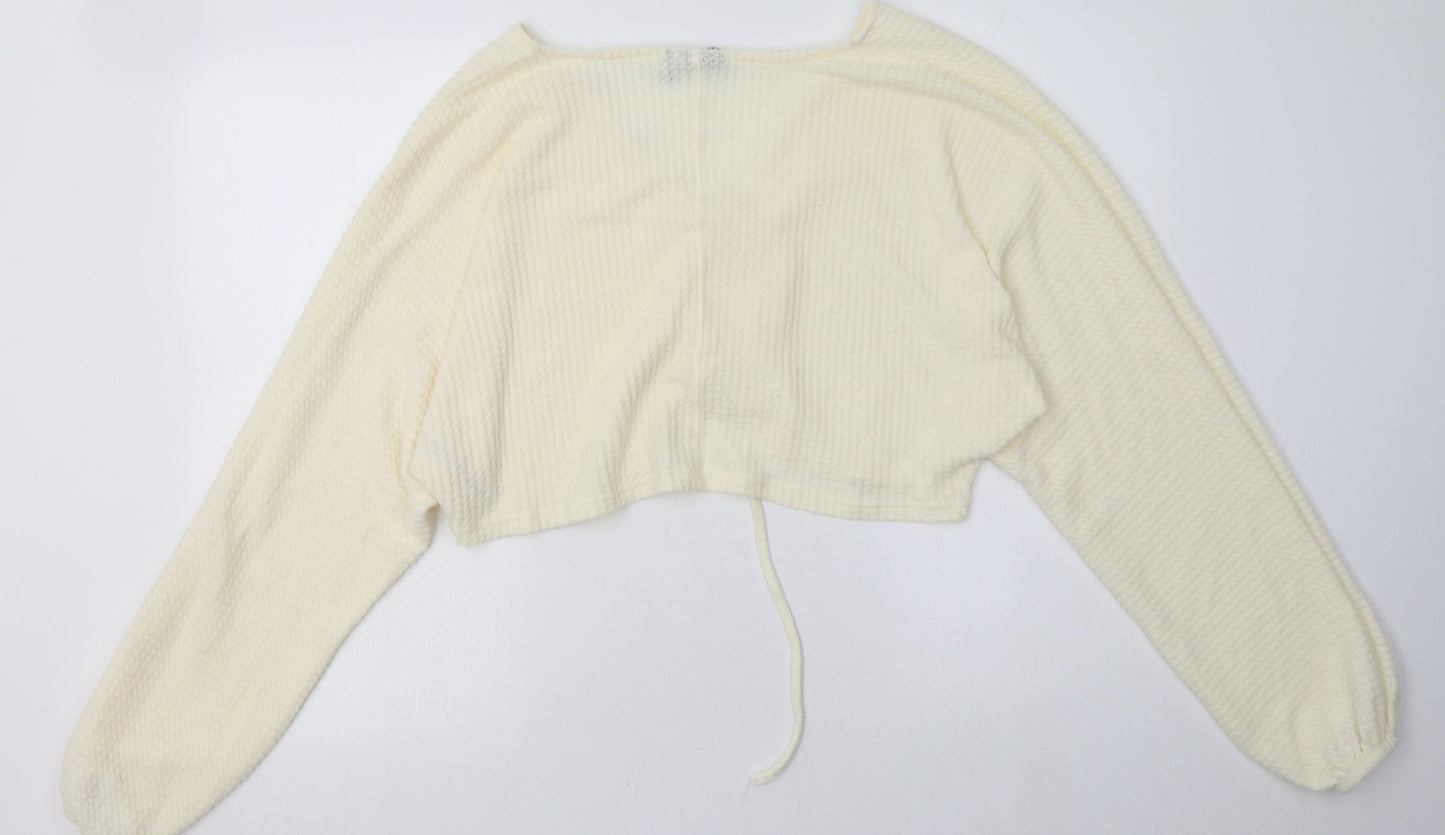 Preworn Womens White  Polyester Pullover Sweatshirt Size M  Pullover