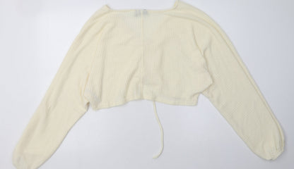Preworn Womens White  Polyester Pullover Sweatshirt Size M  Pullover