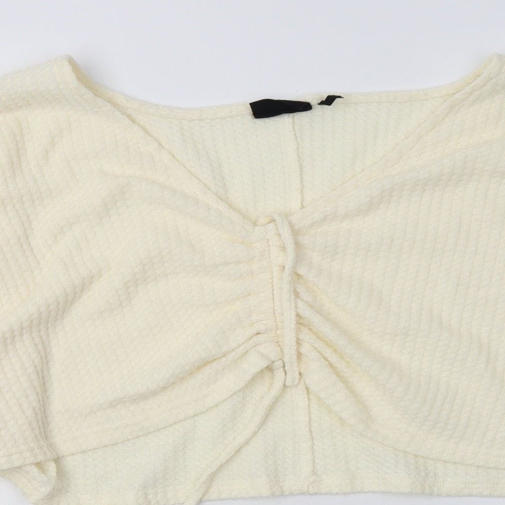 Preworn Womens White  Polyester Pullover Sweatshirt Size M  Pullover
