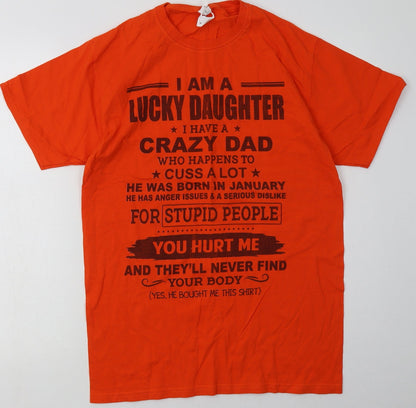 Womens UK Size M Fruit of the Loom Orange Basic T-Shirt