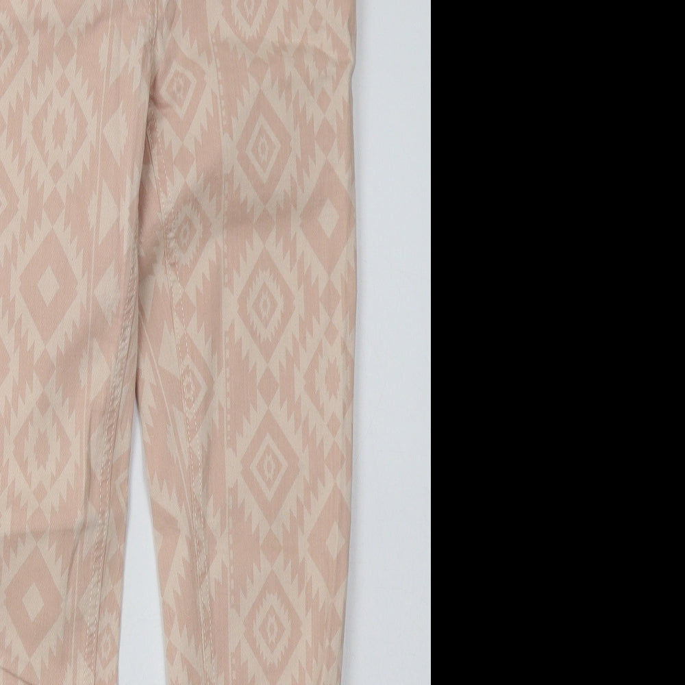 bext Womens Pink Argyle/Diamond Cotton Skinny Jeans Size 8 L28 in Regular Button