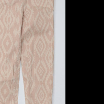 bext Womens Pink Argyle/Diamond Cotton Skinny Jeans Size 8 L28 in Regular Button