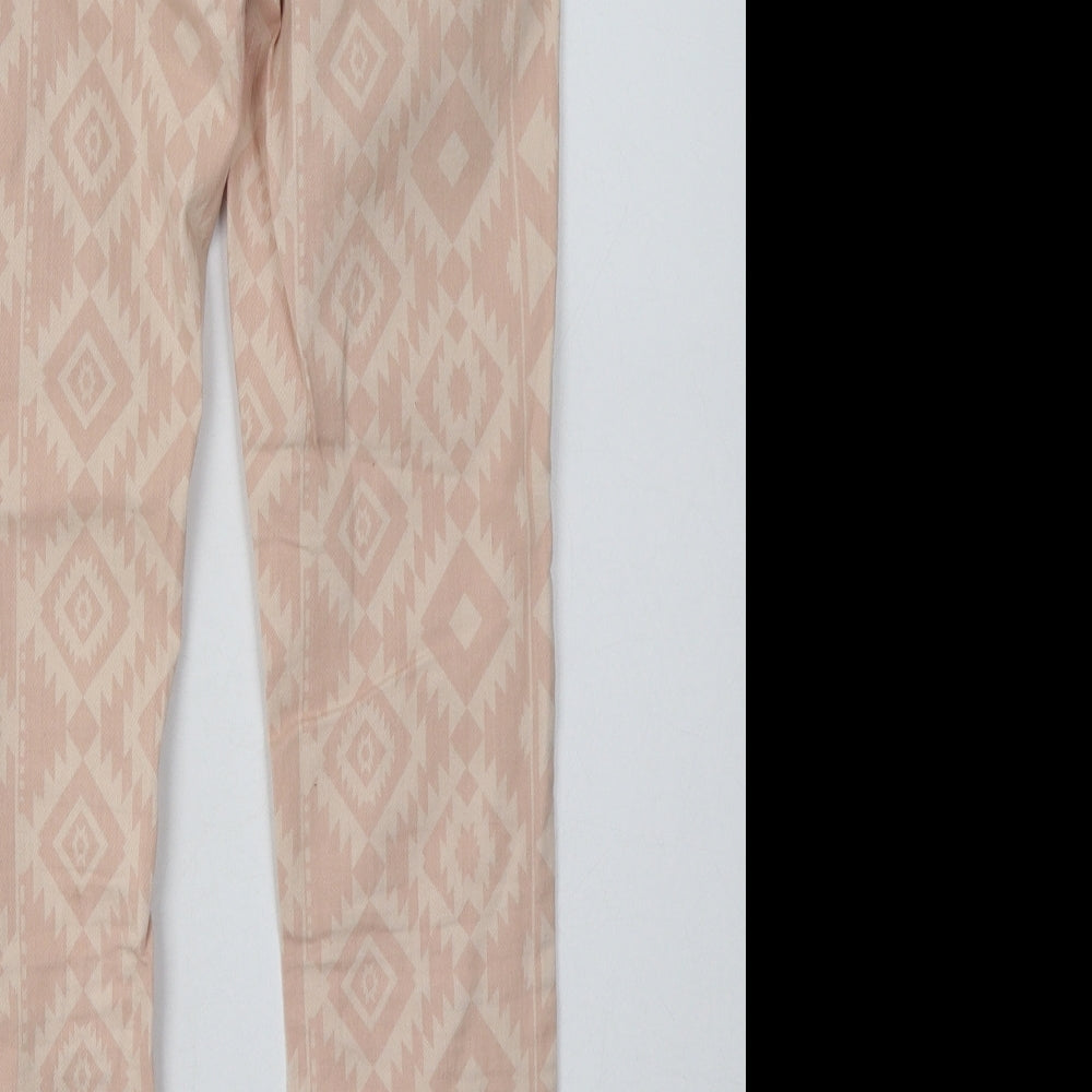 bext Womens Pink Argyle/Diamond Cotton Skinny Jeans Size 8 L28 in Regular Button