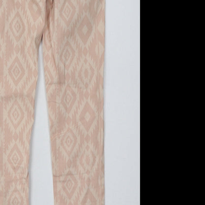 bext Womens Pink Argyle/Diamond Cotton Skinny Jeans Size 8 L28 in Regular Button