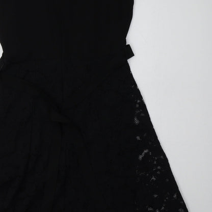 Dorothy Perkins Womens Black  Cotton A-Line  Size 10  Crew Neck Zip