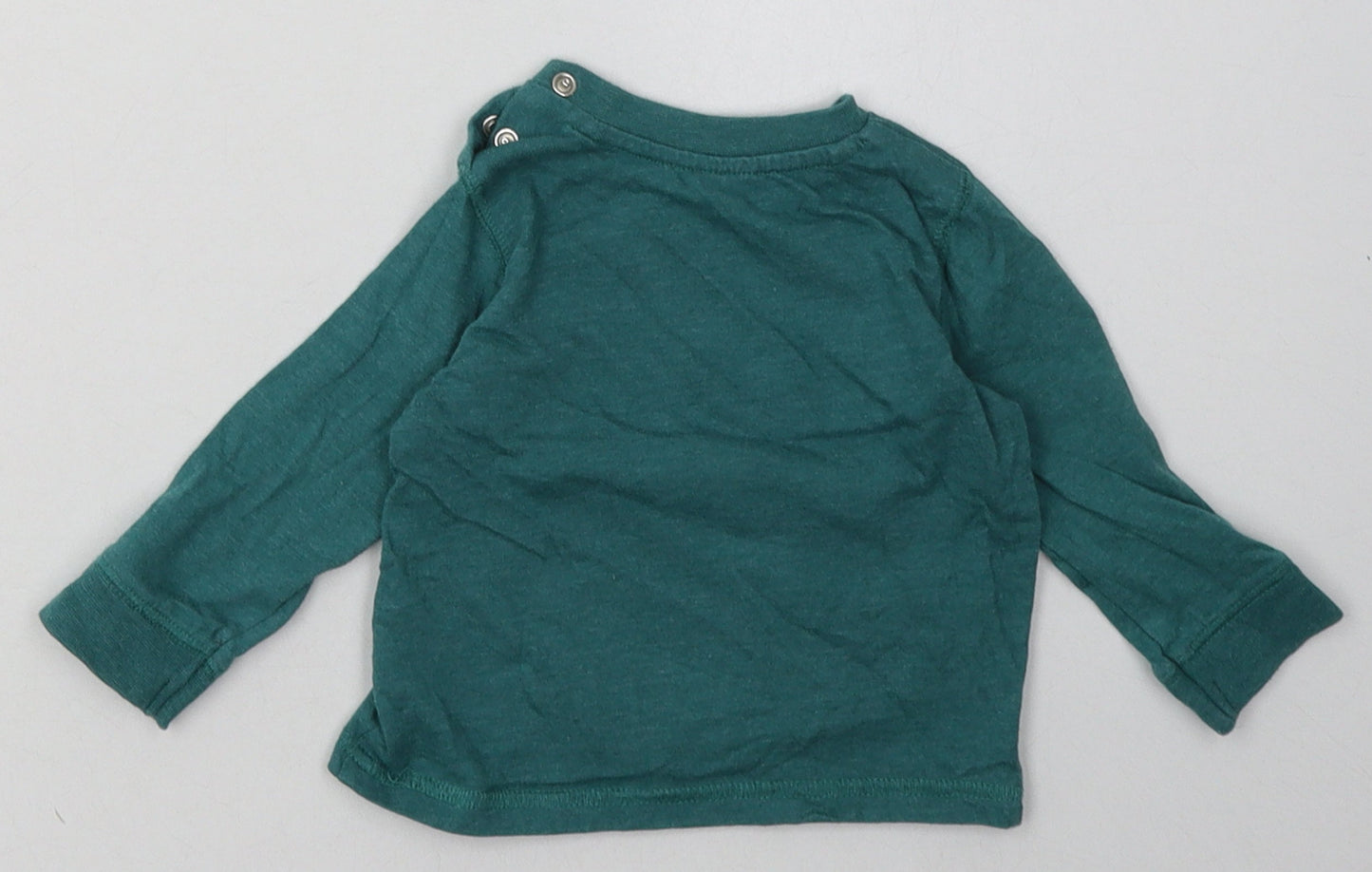 F&F Boys Green  Cotton Basic Casual Size 3-6 Months Crew Neck Buckle - life in the big city
