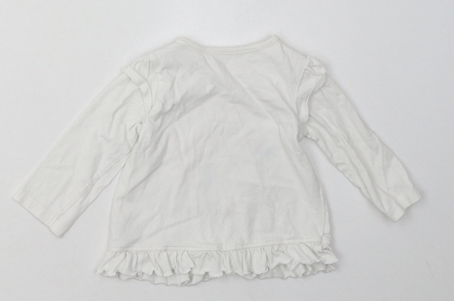 Nutmeg Girls White  Cotton Basic Casual Size 6-9 Months Crew Neck Pullover - all wrapped up with love
